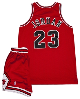 1997-98 Michael Jordan Game Used Chicago Bulls Road Uniform – Jersey and Shorts (Mears A8)